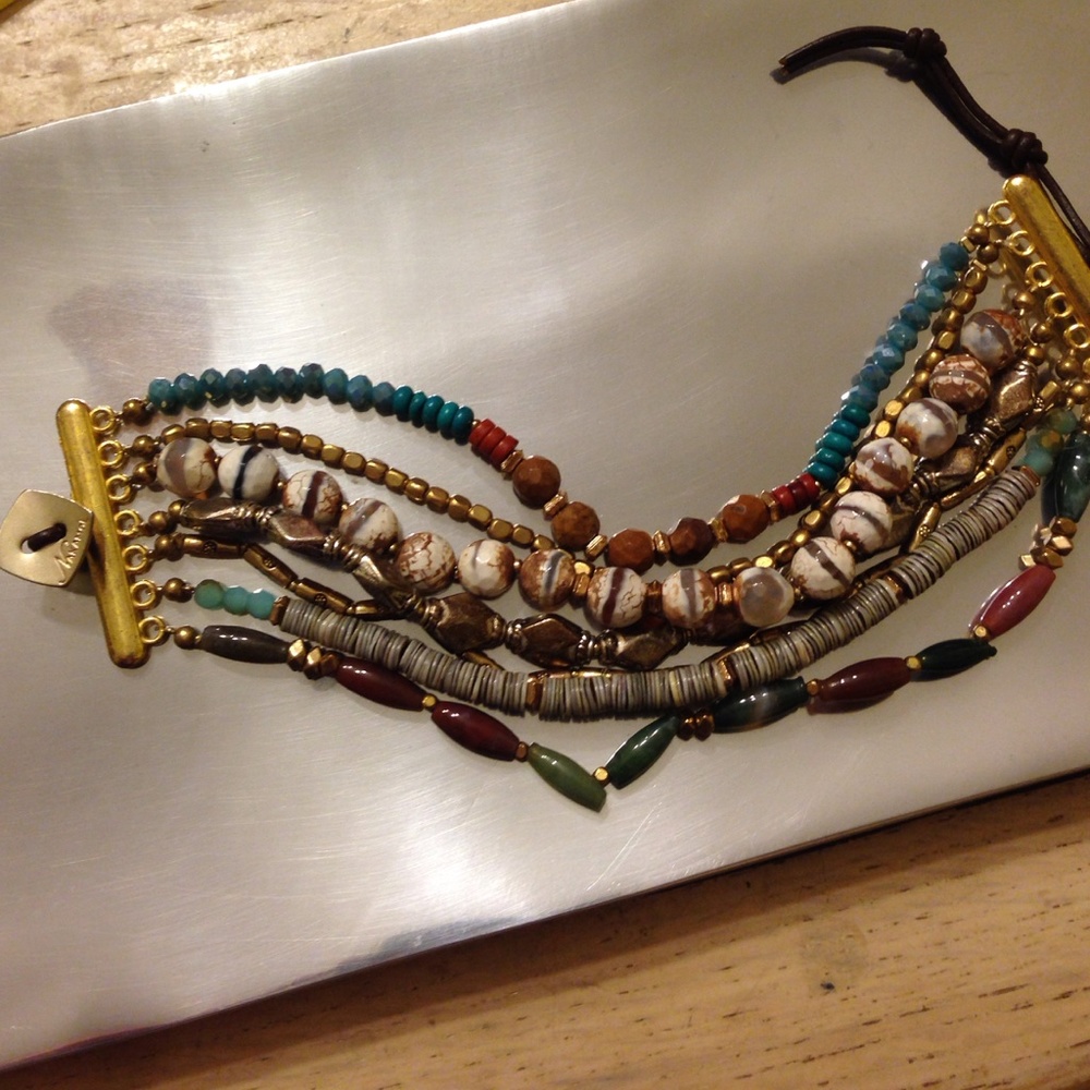 Nakamol 7 strand multi stone and bead bracelet